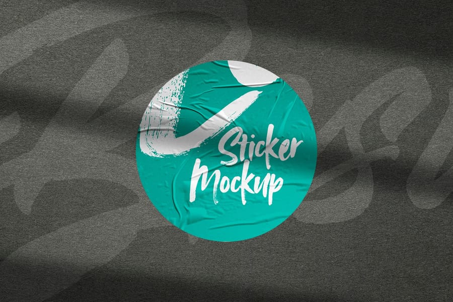 Glued Textured Sticker Mockup with Shadow