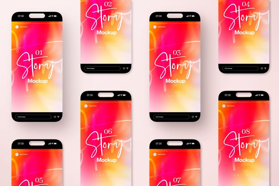 Gradient Centered Classic iPhone Instagram Story UI Mockup