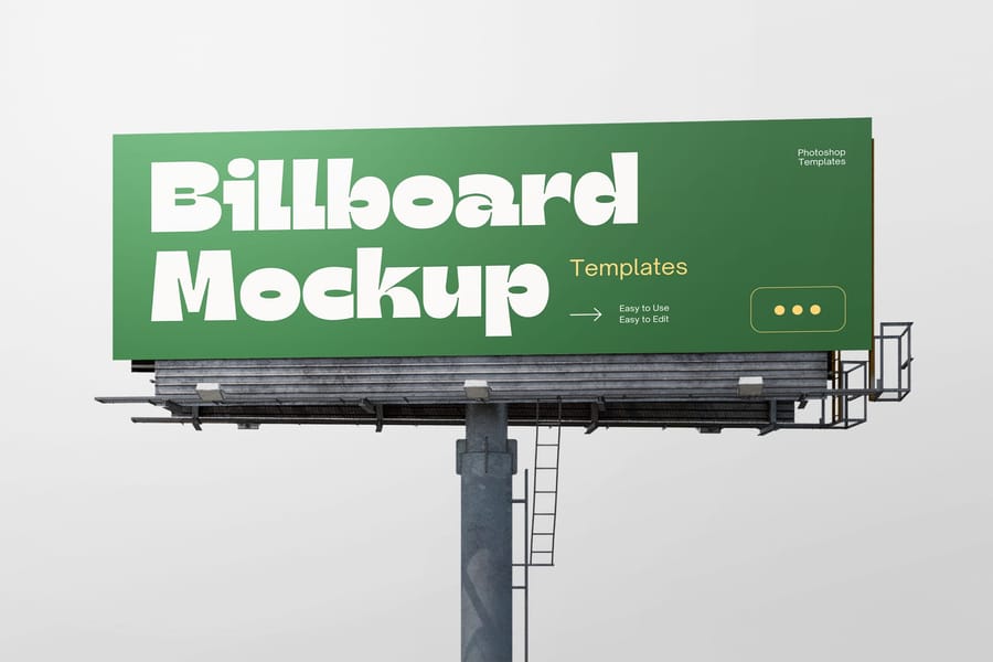 Green Minimal Front Billboard Sign Mockup