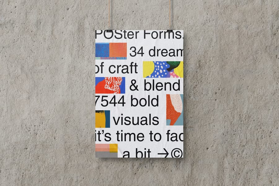 Hanging Poster Mockup on Wall