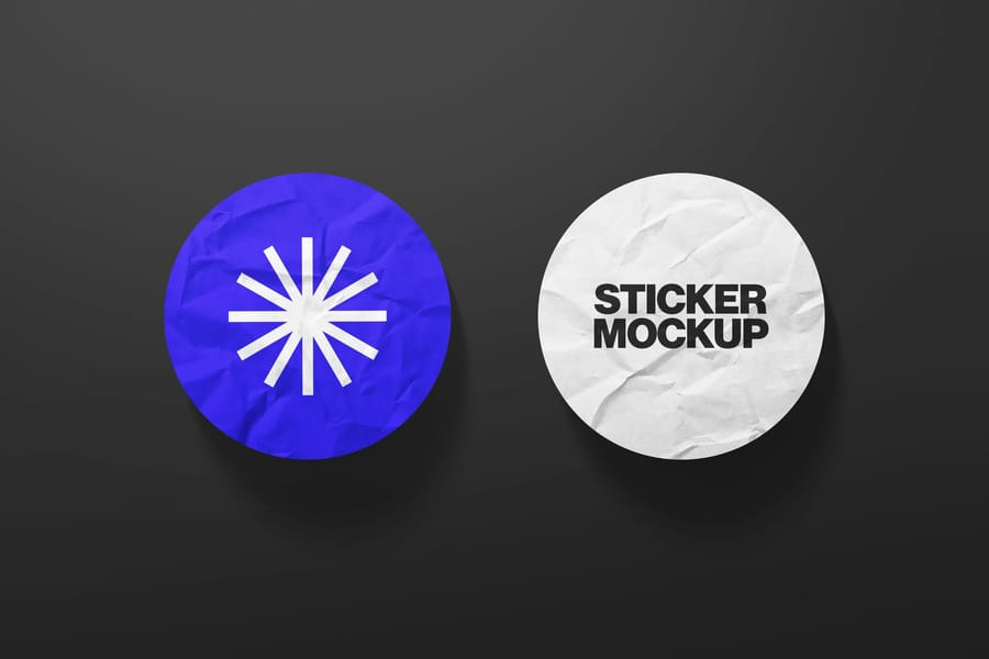 Heavy Wrinkled Circle UI Sticker Mockup