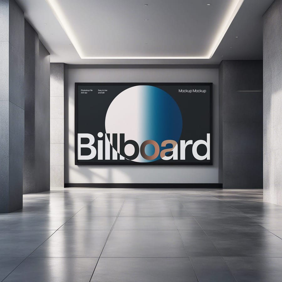 Interior Building Office Huge Billboard Mockup