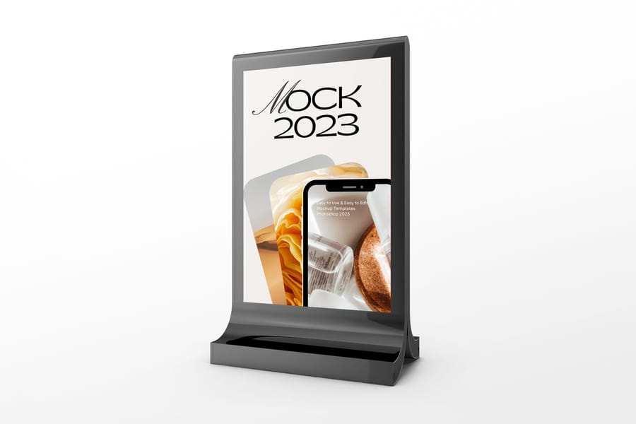 Left View Black Glossy Billboard Mockup