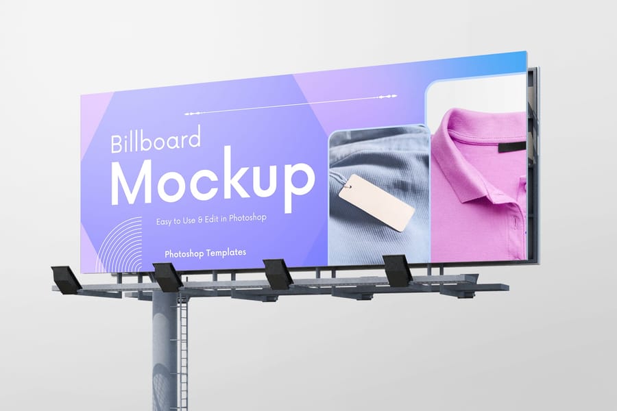 Left View Purple City Billboard Sign Mockup