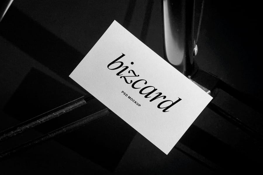 Luxury Business Card Mockup on Glossy Black Surface