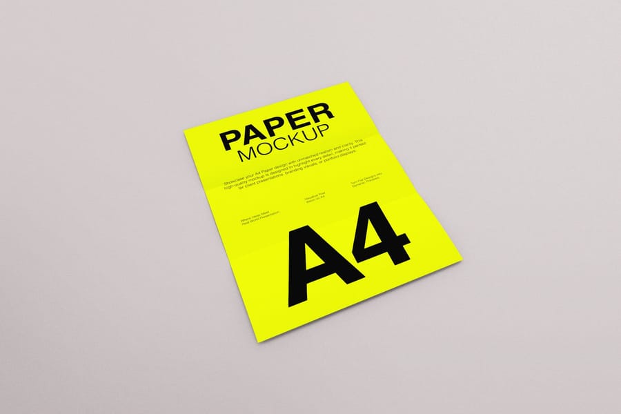 Minimal A4 Folded Paper Mockup