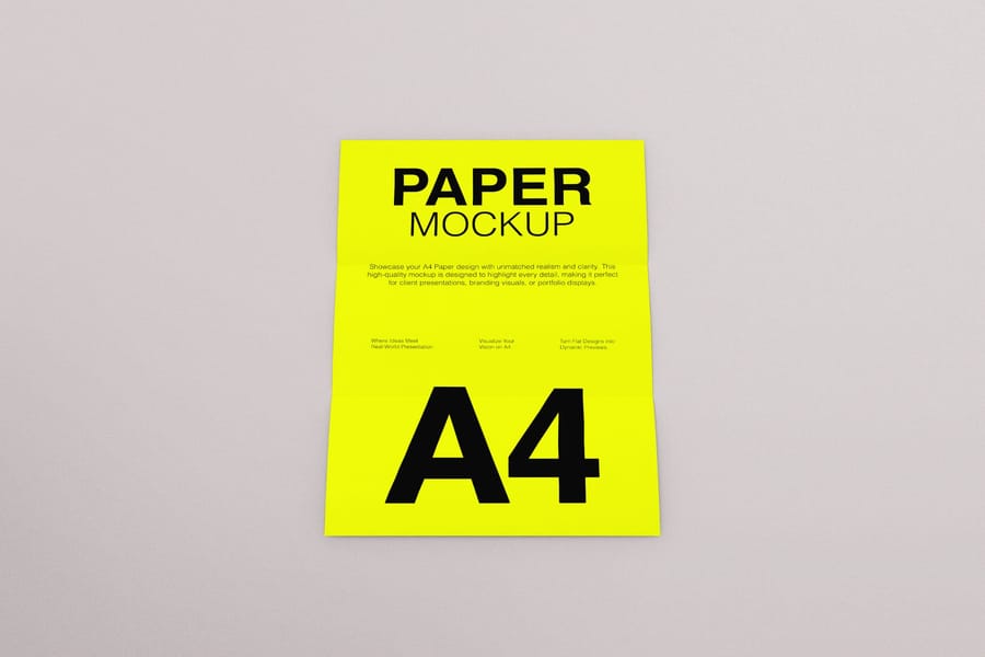 Minimal A4 Folded Paper Mockup