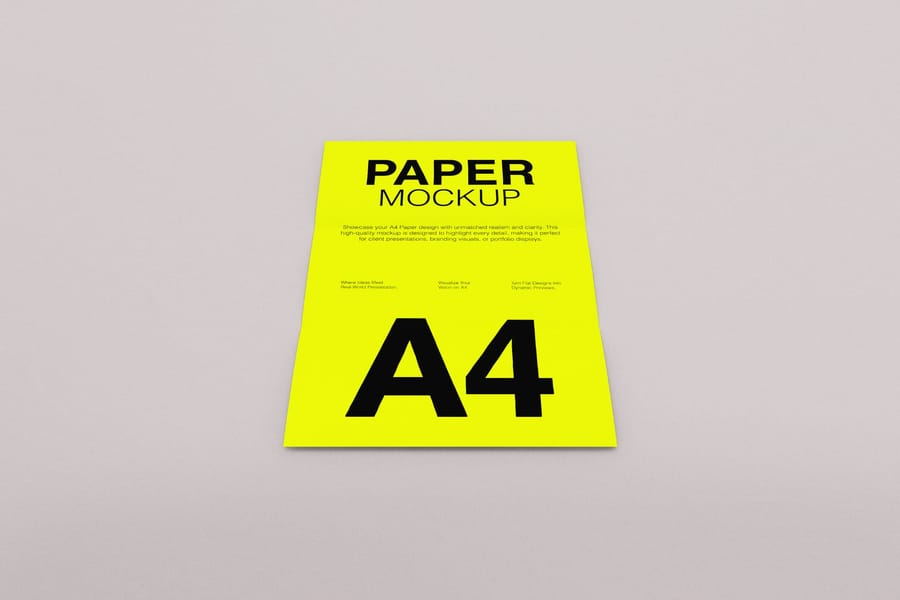 Minimal A4 Folded Paper Mockup