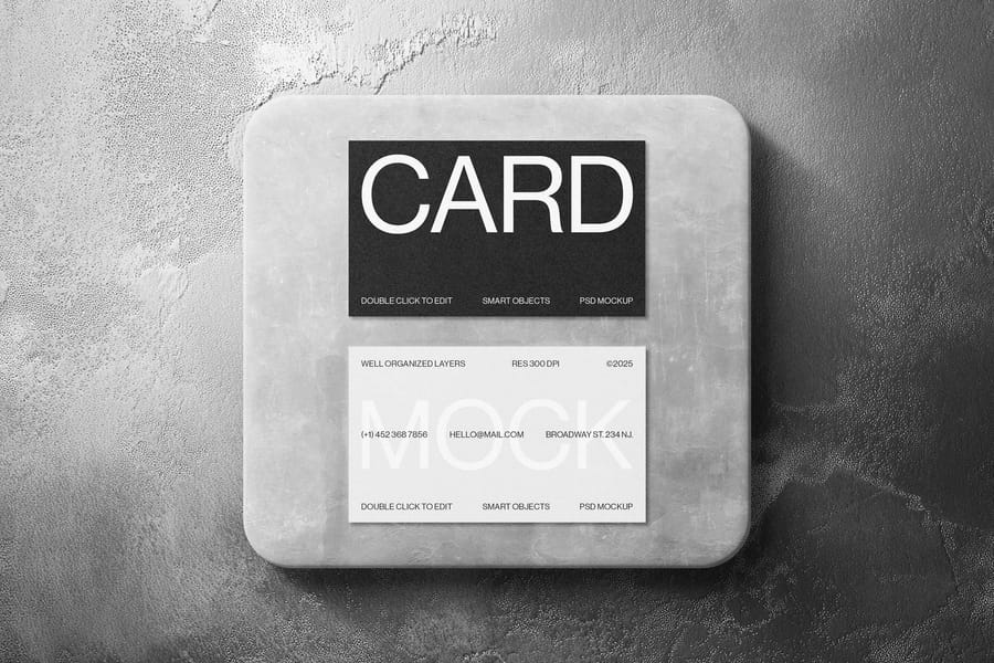 Minimal Business Card Mockup on Marble Display Stand