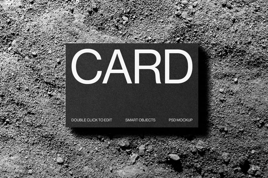 Minimal Business Card Mockup on Textured Gravel Surface