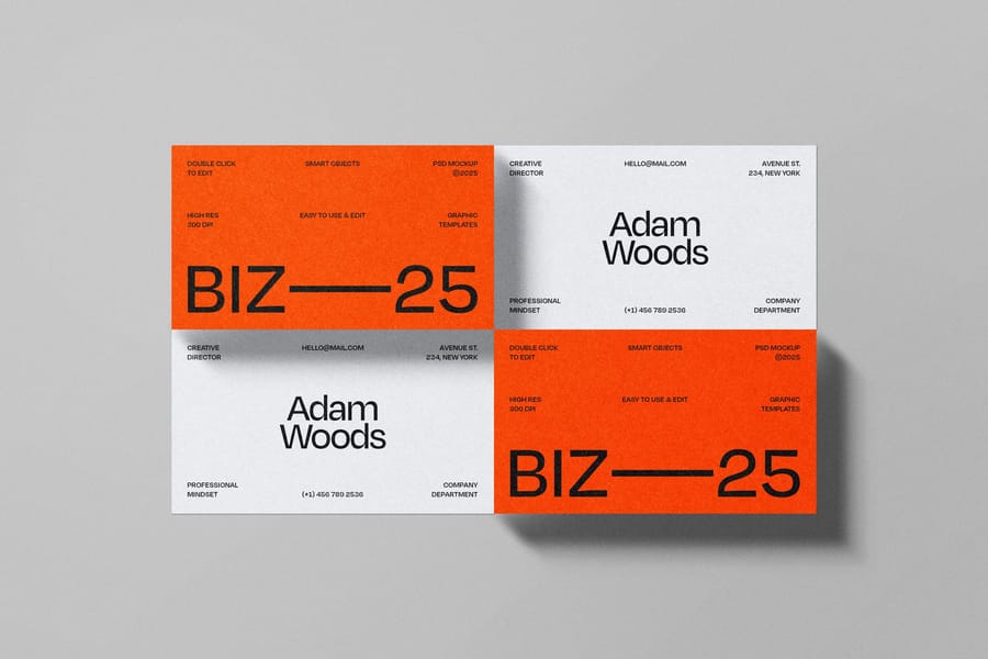Minimal Business Card Set Showcase Mockup