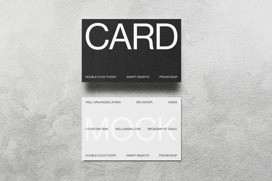 Minimal Floating Business Card Mockup on Textured Wall