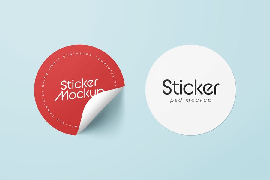 Minimal Rounded Curved Corner Sign Sticker Mockup