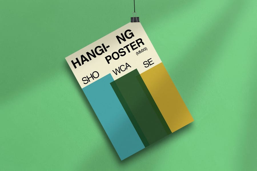 Minimal Stripes Hanging Poster Mockup