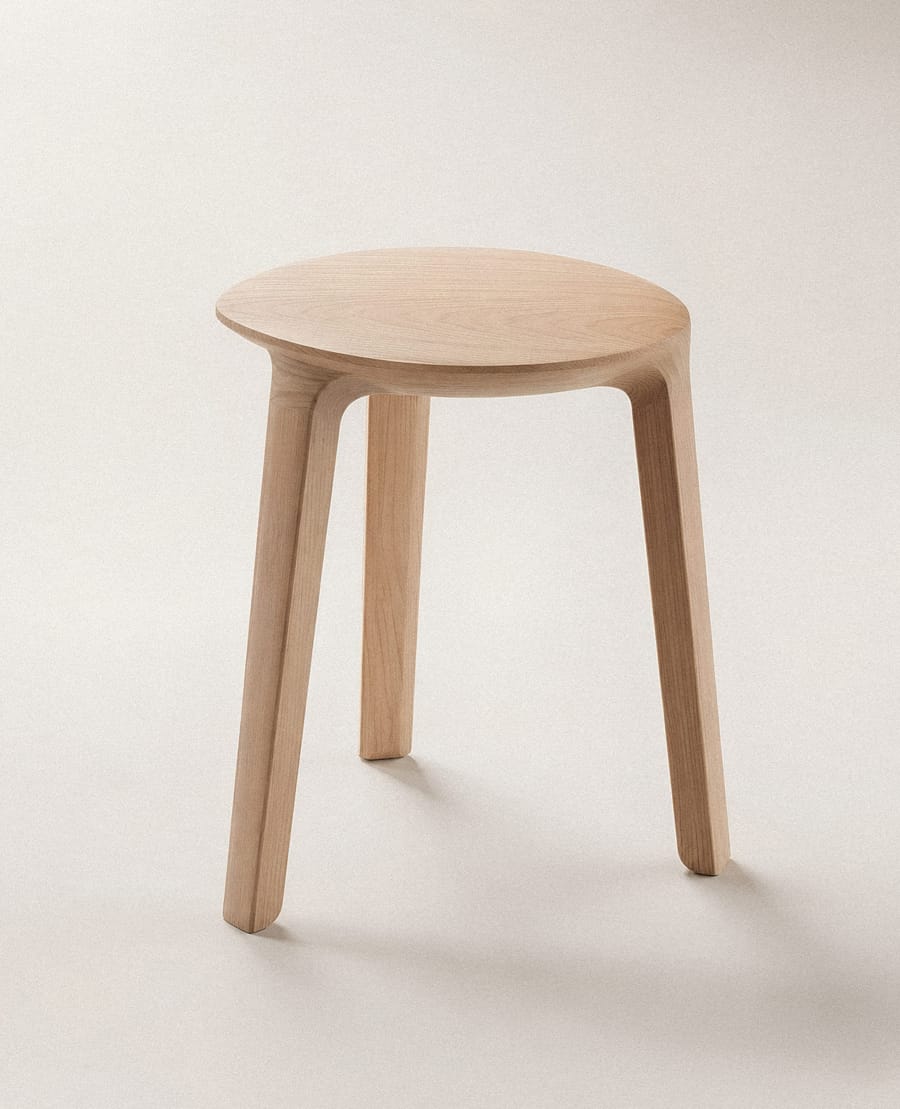 Minimalist Wooden Stool In Neutral Tones