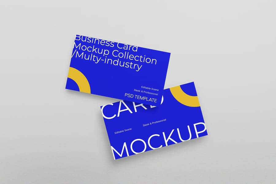Modern Blue Brand Business Card Mockup