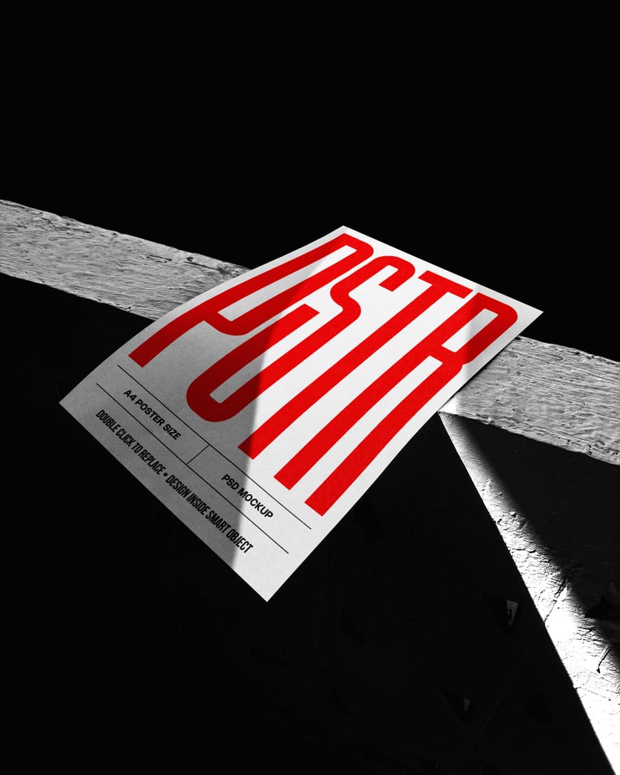 Modern Poster Mockup with a Diagonal Layout and Shadow