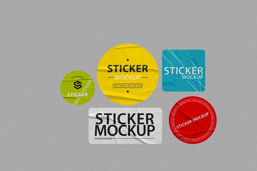 Multi Color Mockup Grid Sticker Mockup