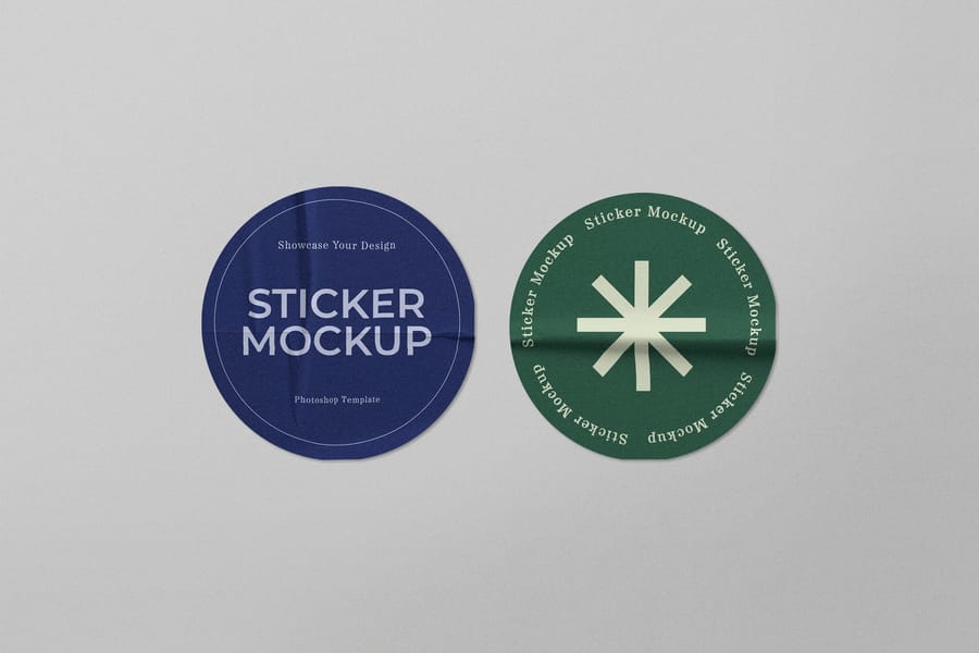 Navy Forest Round Badges Sticker Mockup