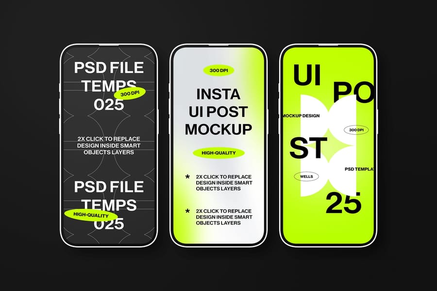 Neon Brutalist iPhone for Story UI Instagram Mockup