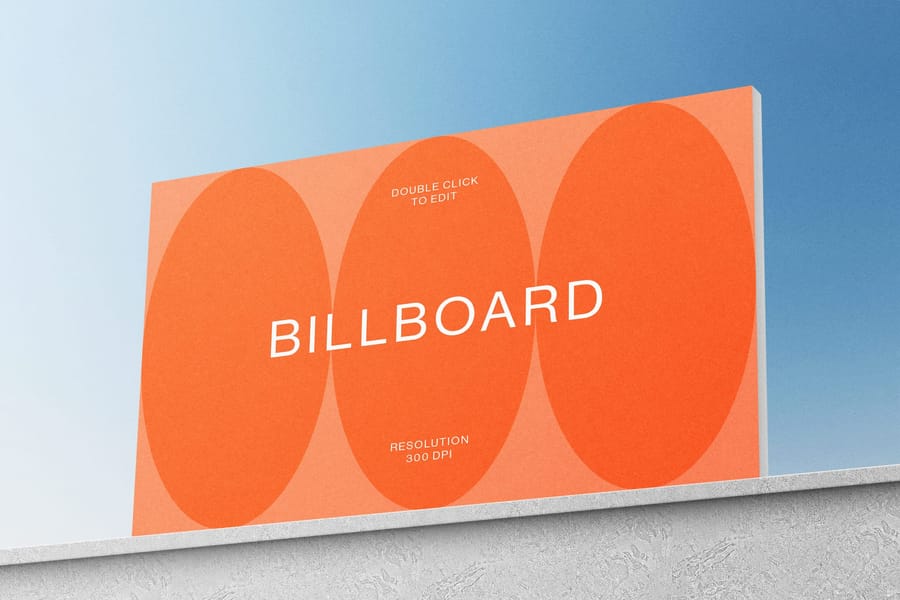 Oranje Huge Rectangle City Sky Billboard Mockup