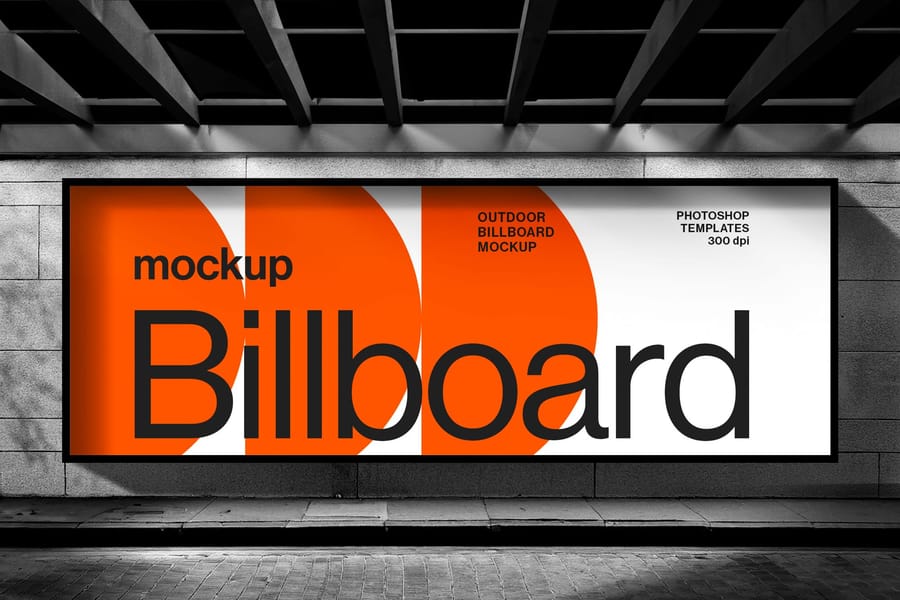 Sidewalk Urban Billboard Sign Mockup