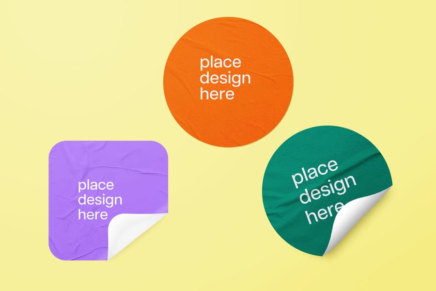 Peeling Corner Pop Decals Sticker Mockup