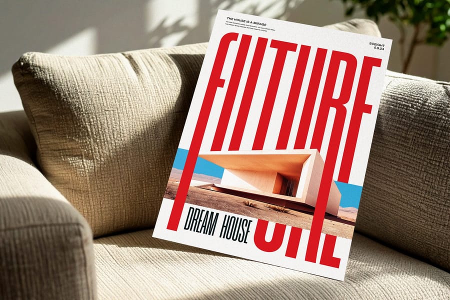 Poster Mockup in Sunlit Living Room with Sofa