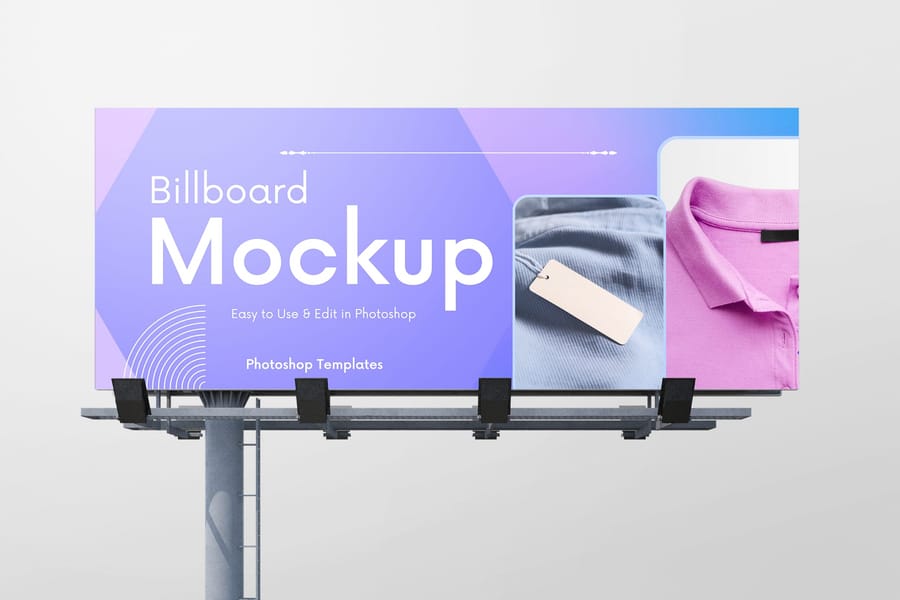 Purple Polo Front Billboard Mockup