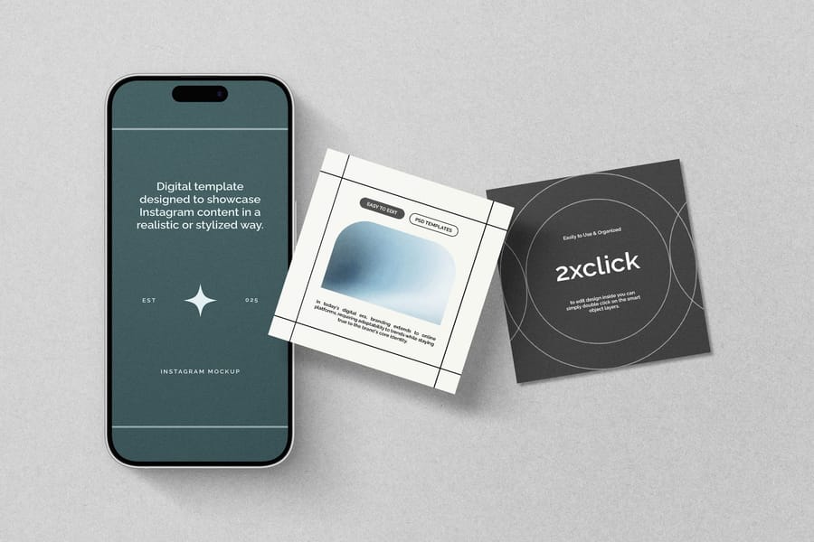 Random Floating of Instagram Mockup with Iphone