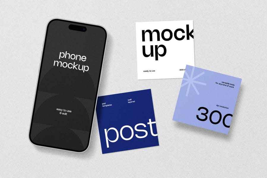Random Spread of Instagram Post and Story Mockup