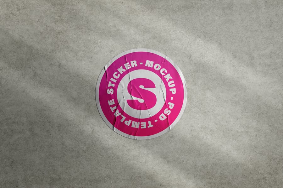 Realistic Fuchsia Letter Sticker Mockup