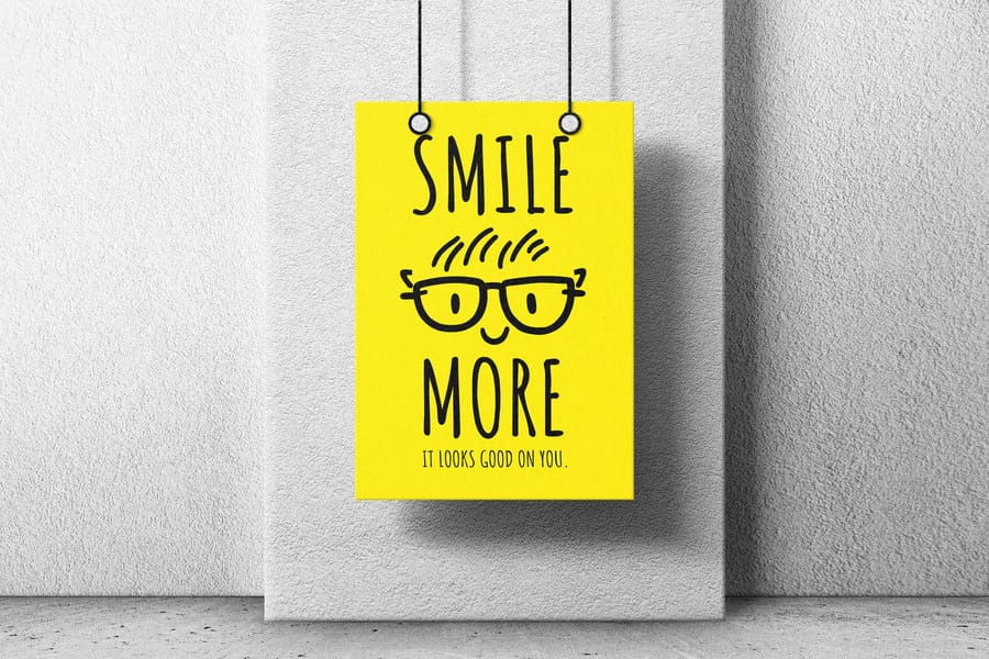 Realistic Hanging Poster Mockup on Wall