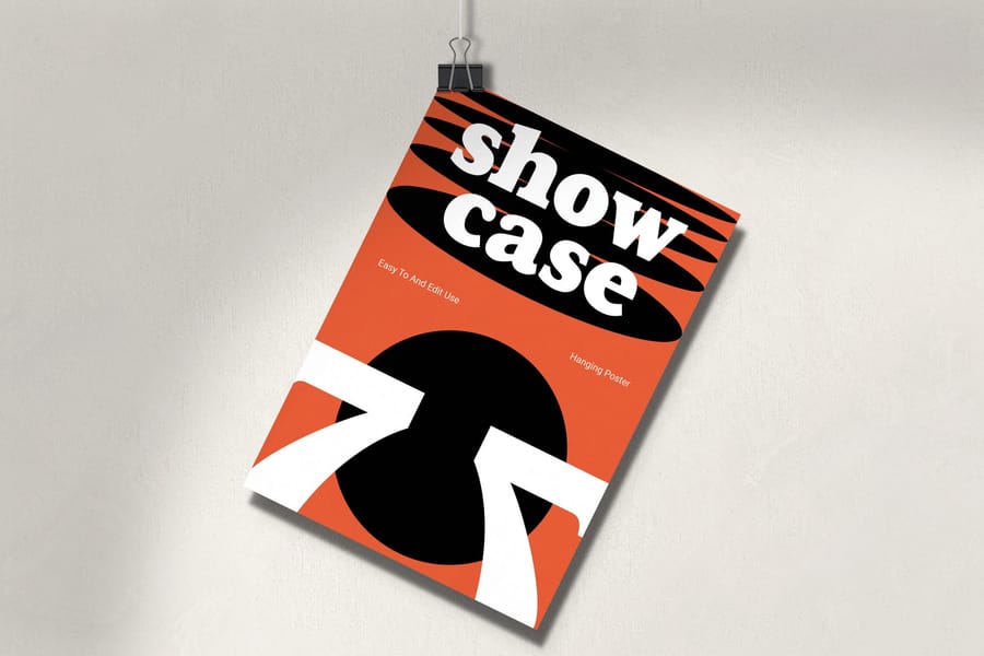 Realistic Hanging Poster Mockup