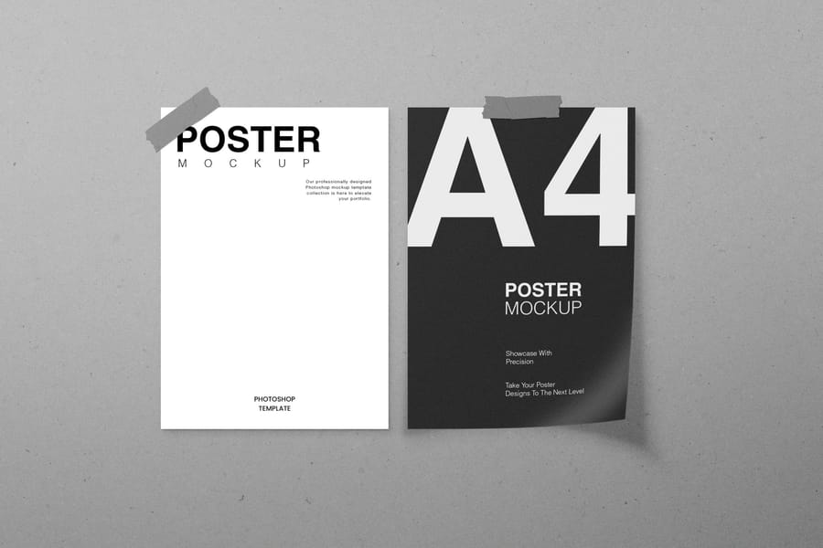 Realistic Tape Poster Mockup