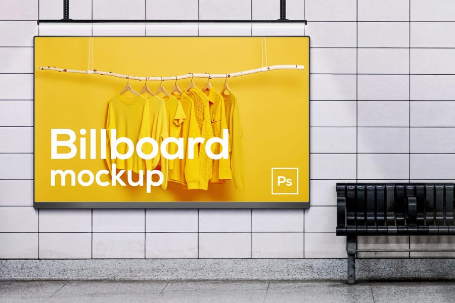 Rectangle Underground Billboard Mockup