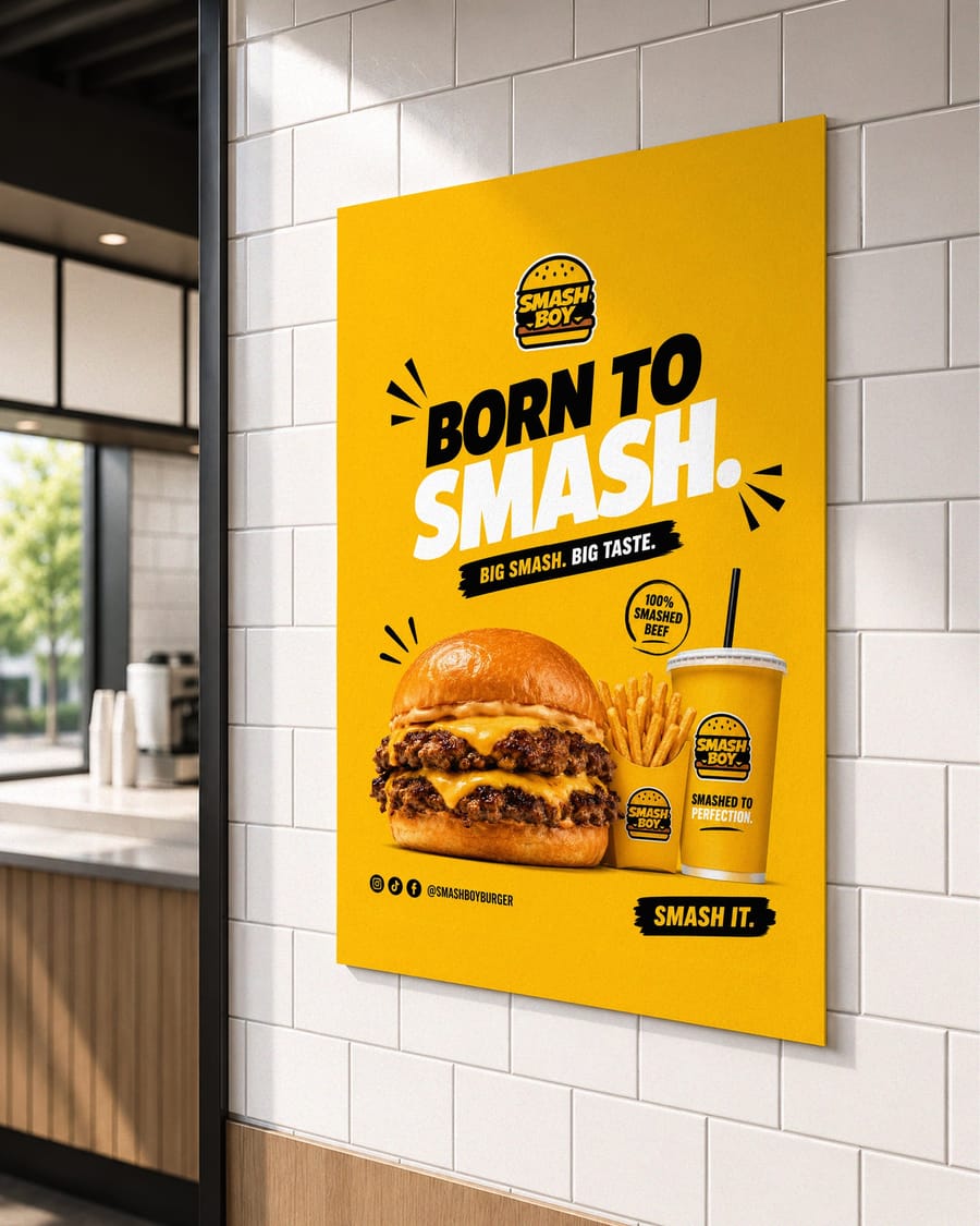 Restaurant Wall Poster Mockup