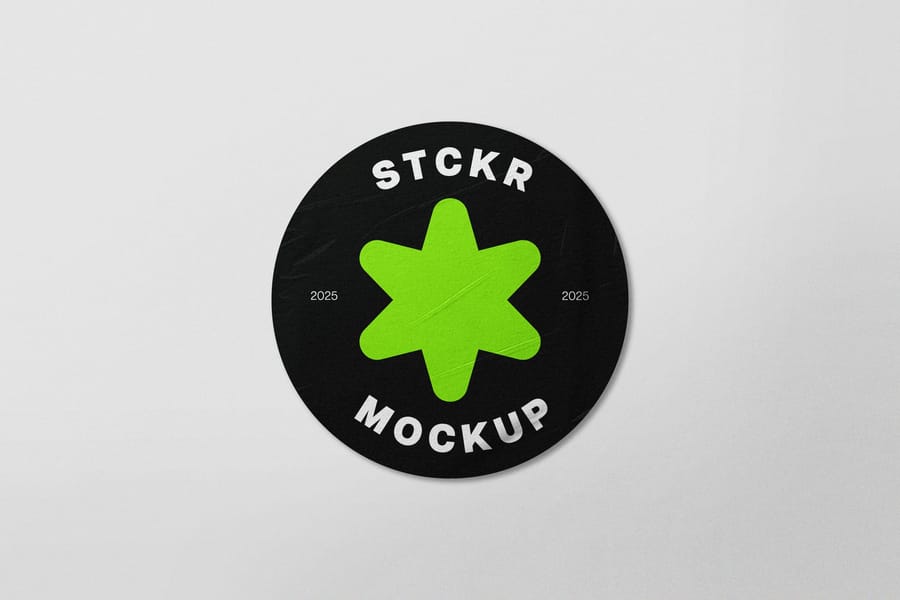 Rounded Dark Neon Star Shape Sticker Mockup