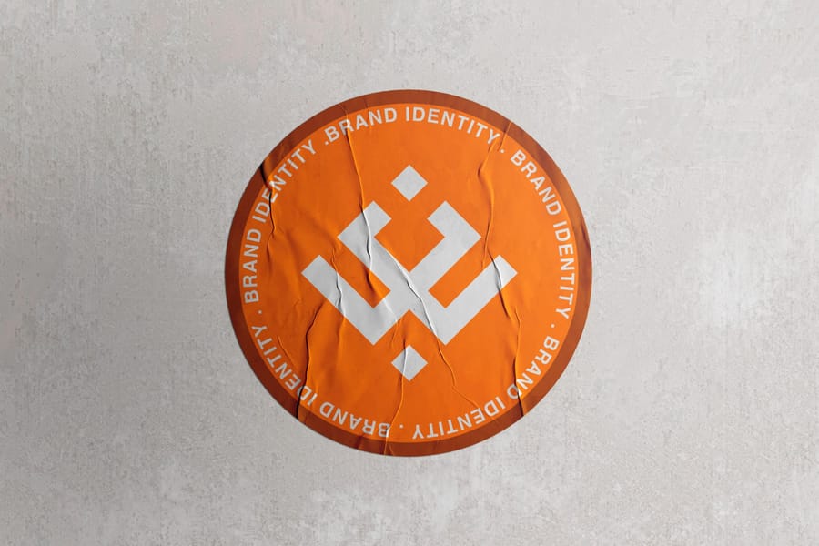 Rounded Orange Stamp Concrete Sticker Mockup