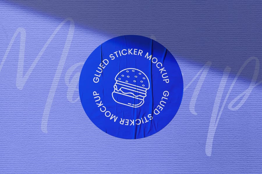 Royal Blue Circular Decal Sticker Mockup