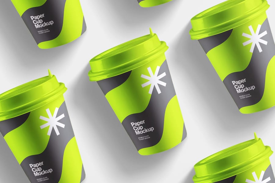Showcase Limo Black Swirl Paper Cup Mockup