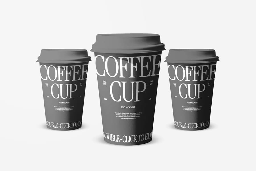Showcase Monochrome Coffee Paper Cup Mockup