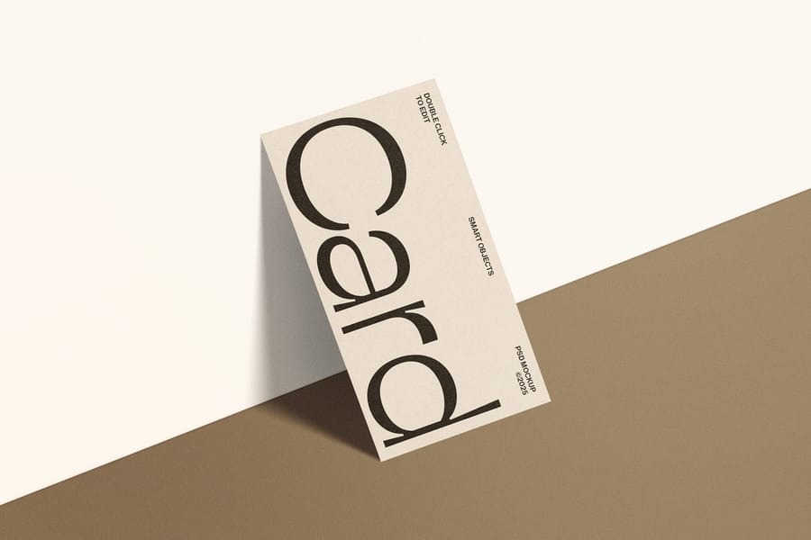 Standing Vertical Business Card Mockup