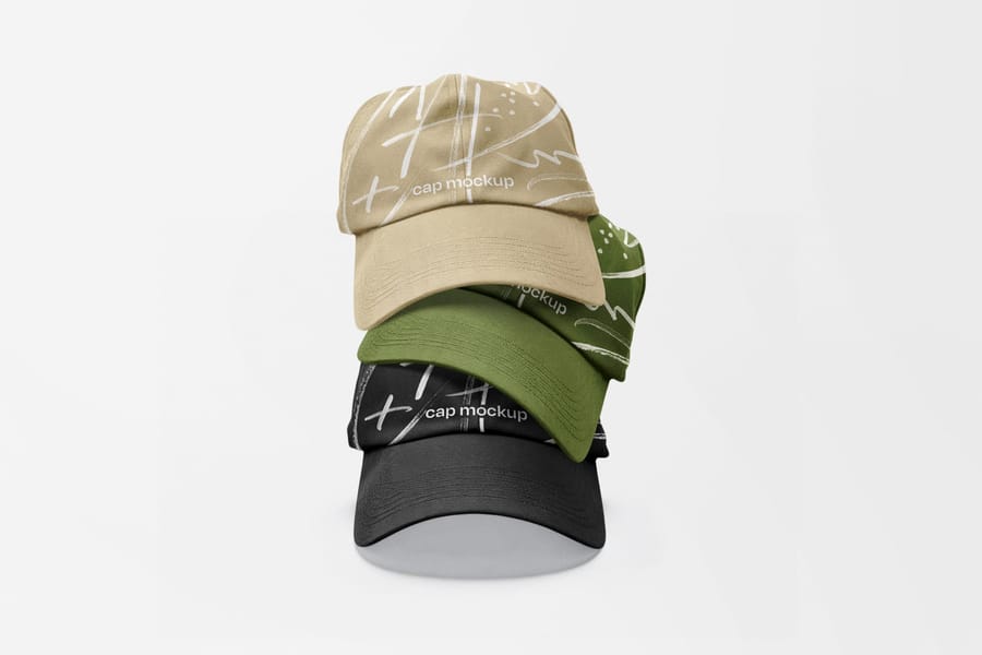 Three Stacked Cap Mockup