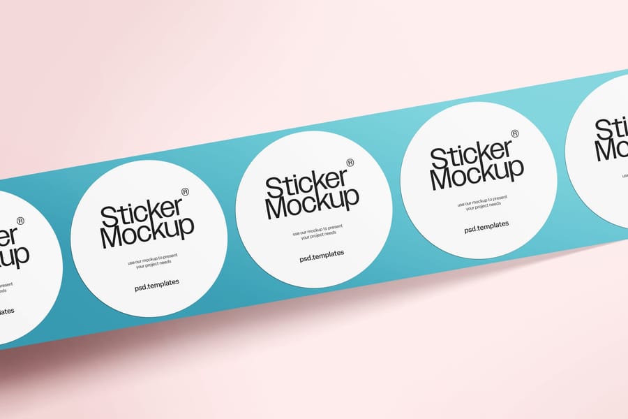Tiffany Blue Sticker Roll Mockup