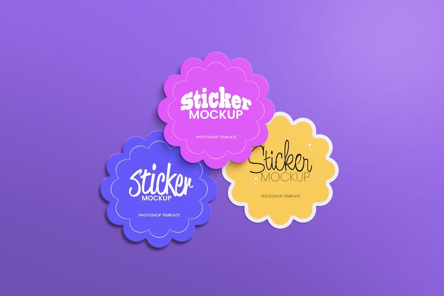 Triadic Scallop Overlay Sticker Mockup