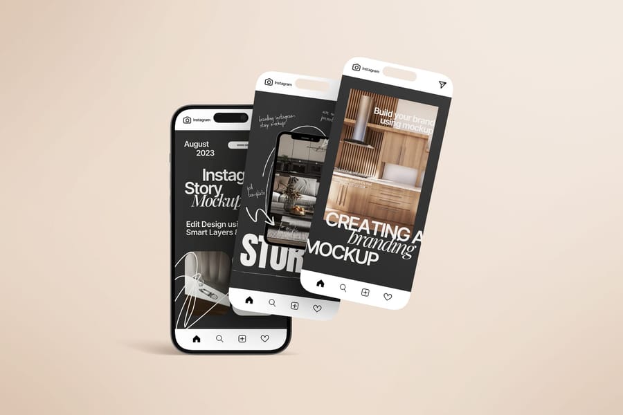 Triple Floating Device Instagram Story UI Mockup