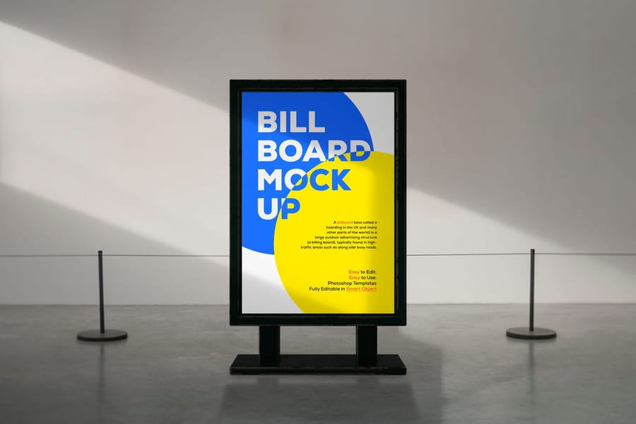Vertical Indoor Stand Billboard Sign Mockup