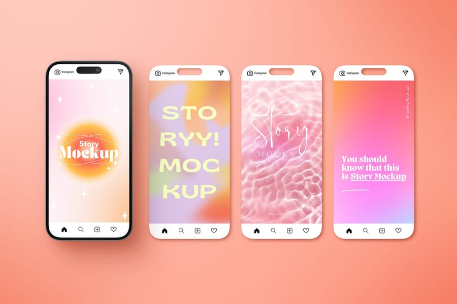 Vibrant Gradient Pastel Instagram Story UI Strip Mockup