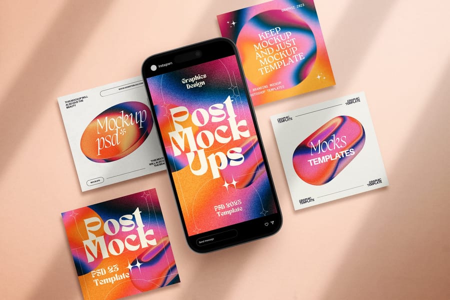 Violet Vibrant Vibe Skewed Instagram Story and Post Mockup